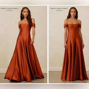 NWT CHRISTIAN SIRIANO FOR AZAZIE 1002 Paprika A-Line Off Shoulder Dress 4 & 6